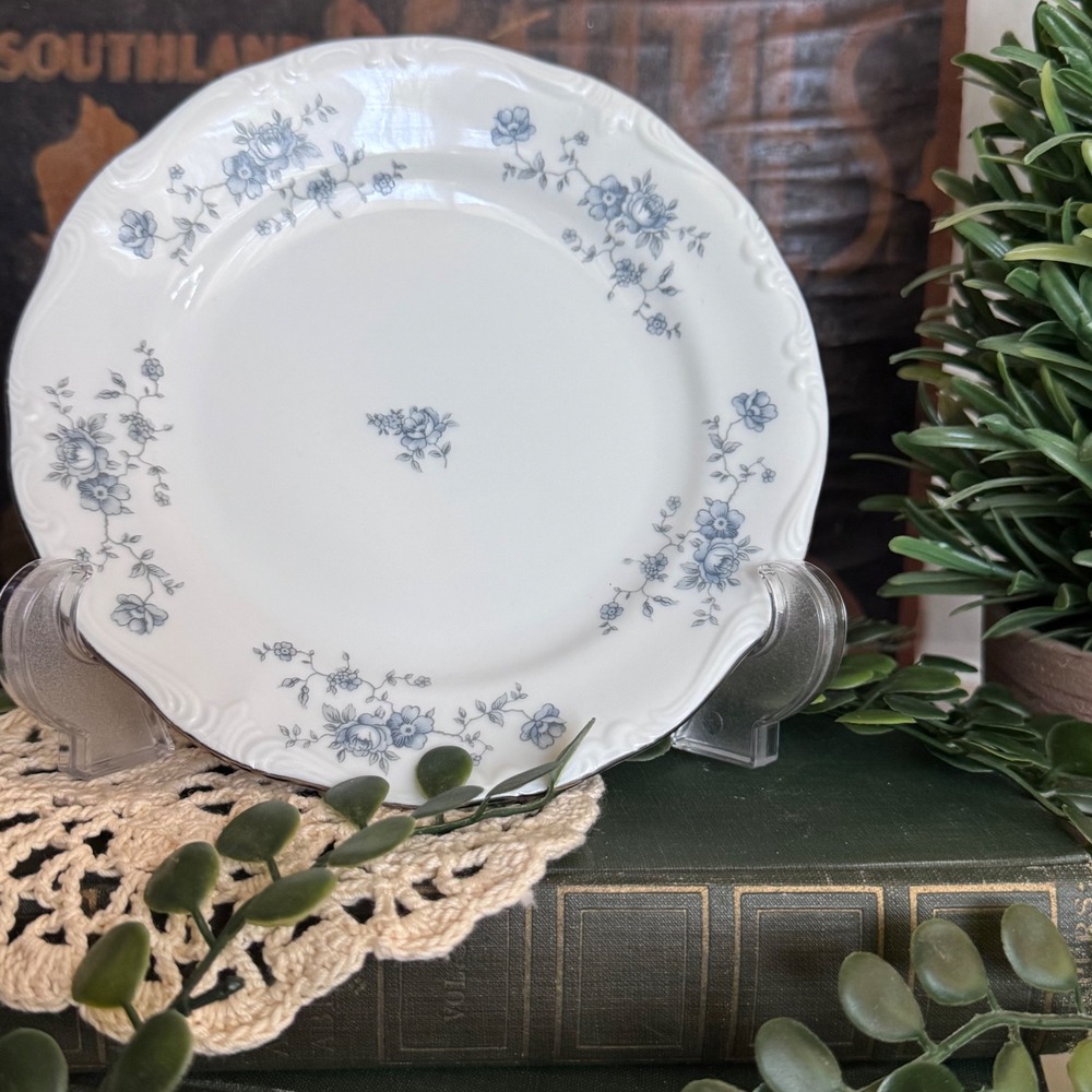 Johann Haviland Blue Garland Bread Butter Plates Bavaria Germany Platinum Trim 4